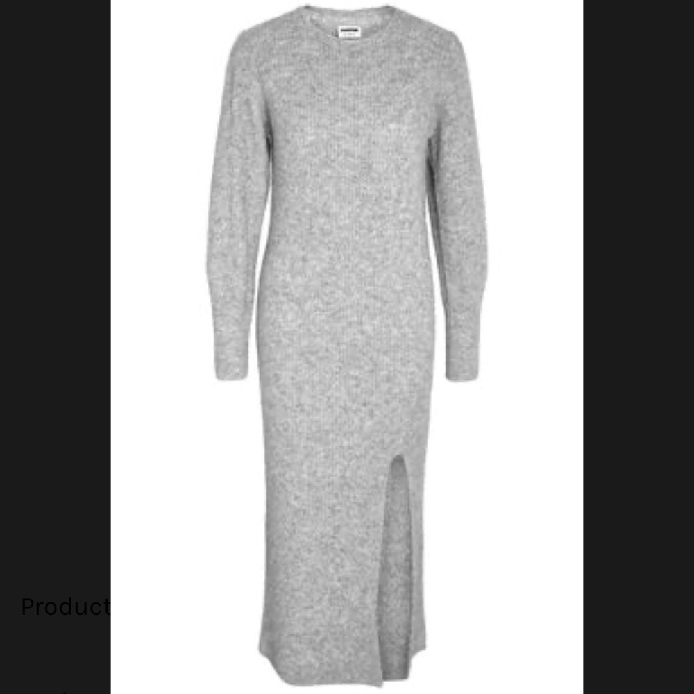 Noisy may Emma Long Sleeve Sweater Dress in Grey Melange